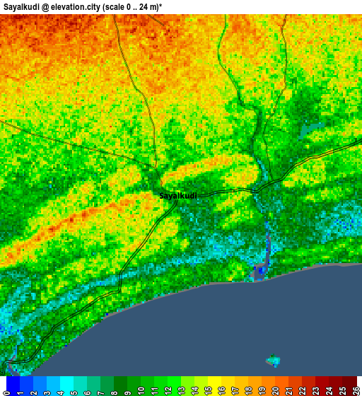 Zoom OUT 2x Sāyalkudi, India elevation map