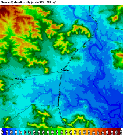 Zoom OUT 2x Sausar, India elevation map