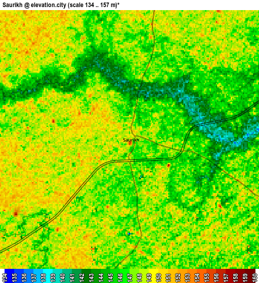 Zoom OUT 2x Saurikh, India elevation map