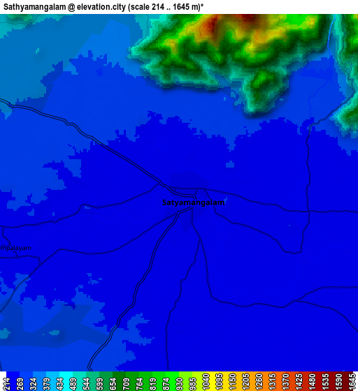 Zoom OUT 2x Sathyamangalam, India elevation map