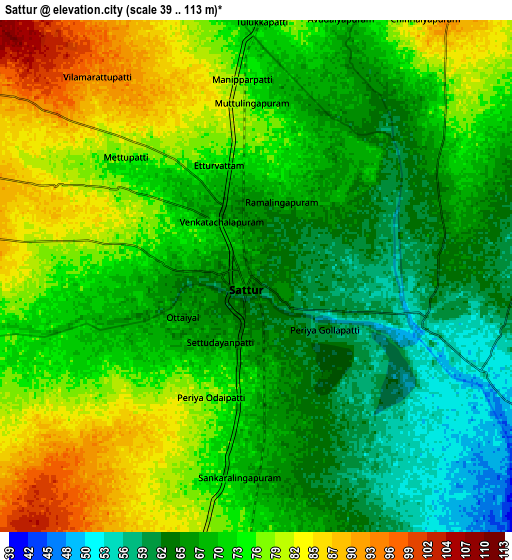 Zoom OUT 2x Sattur, India elevation map