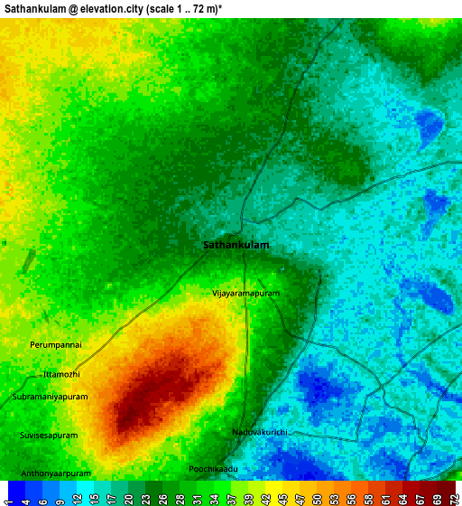 Zoom OUT 2x Sathankulam, India elevation map