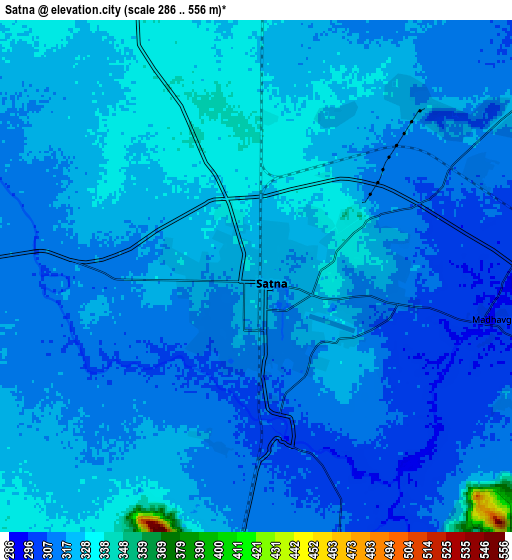 Zoom OUT 2x Satna, India elevation map