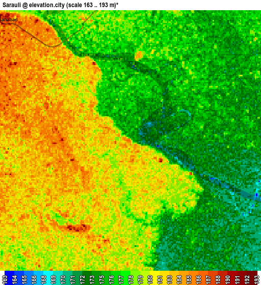 Zoom OUT 2x Sarauli, India elevation map