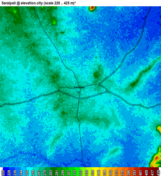 Zoom OUT 2x Saraipali, India elevation map