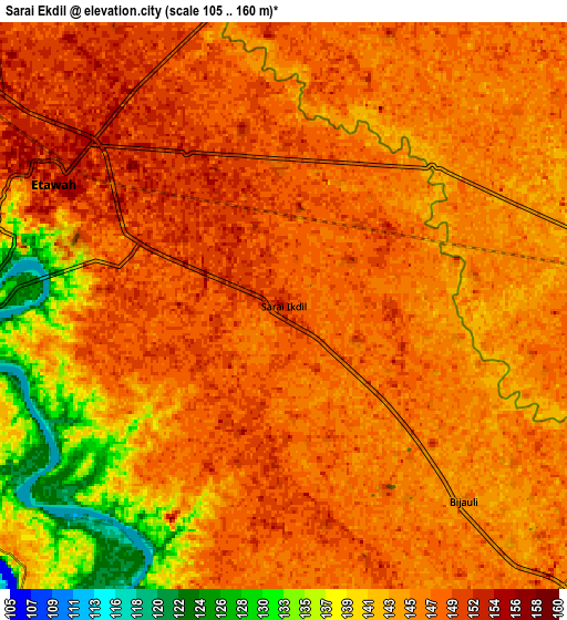 Zoom OUT 2x Sarai Ekdil, India elevation map