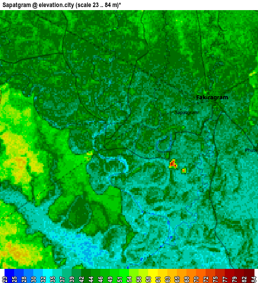 Zoom OUT 2x Sapatgrām, India elevation map