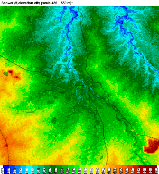 Zoom OUT 2x Sānwer, India elevation map