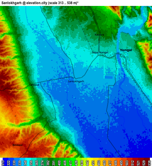 Zoom OUT 2x Santokhgarh, India elevation map