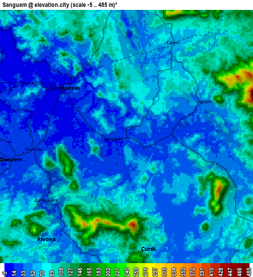 Zoom OUT 2x Sanguem, India elevation map