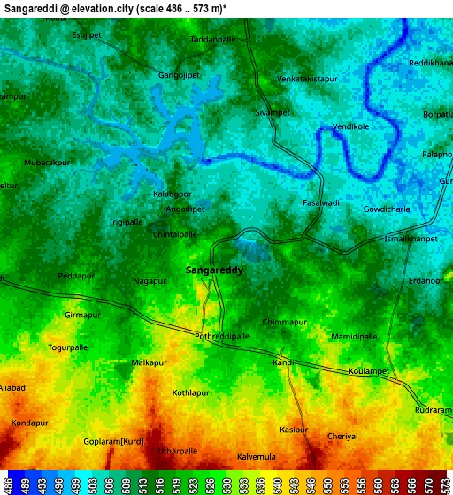 Zoom OUT 2x Sangāreddi, India elevation map