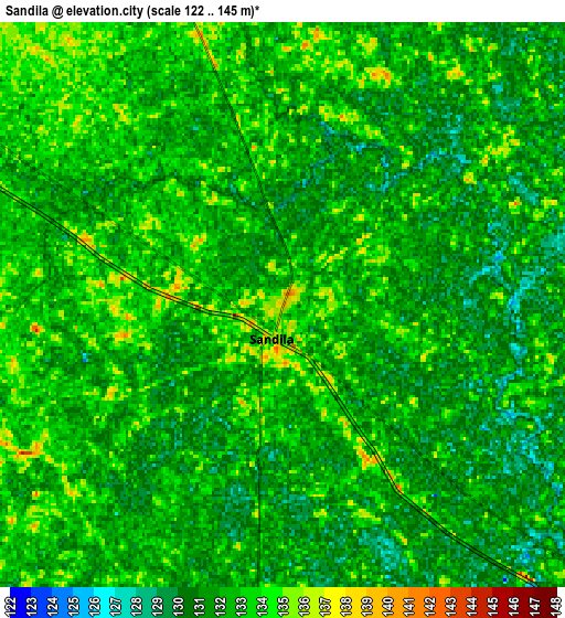 Zoom OUT 2x Sandīla, India elevation map