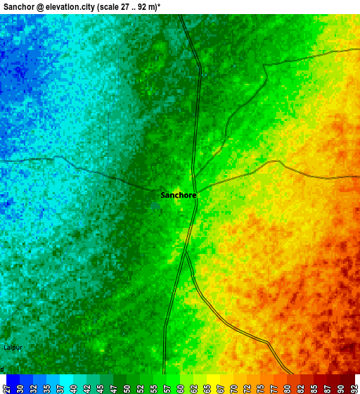 Zoom OUT 2x Sānchor, India elevation map