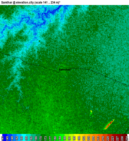 Zoom OUT 2x Samthar, India elevation map