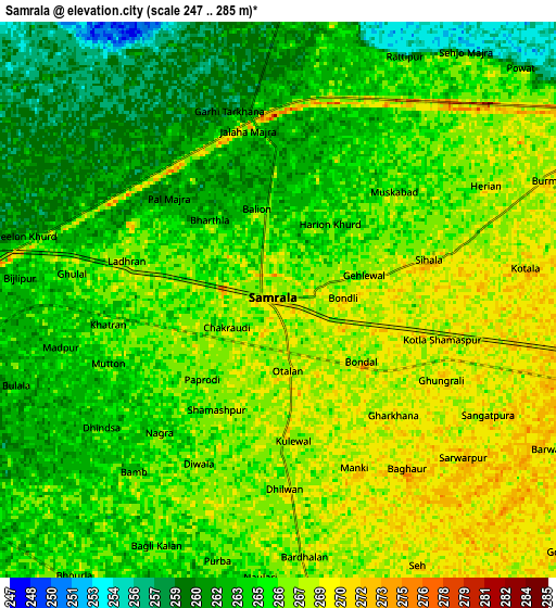 Zoom OUT 2x Samrāla, India elevation map