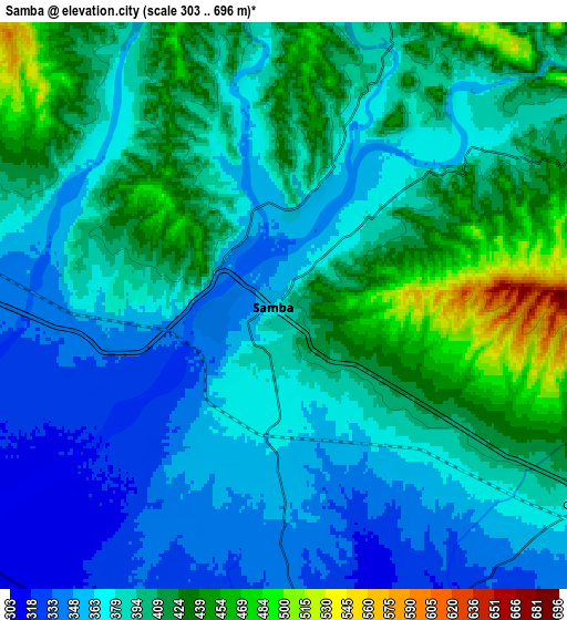 Zoom OUT 2x Sāmba, India elevation map
