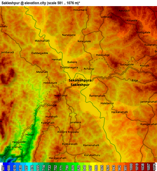 Zoom OUT 2x Sakleshpur, India elevation map