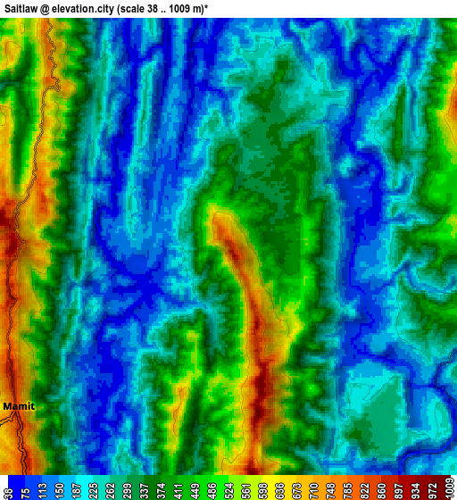 Zoom OUT 2x Sāitlaw, India elevation map