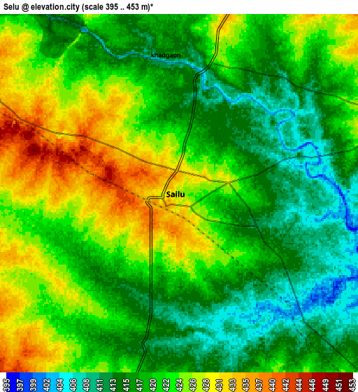 Zoom OUT 2x Selu, India elevation map