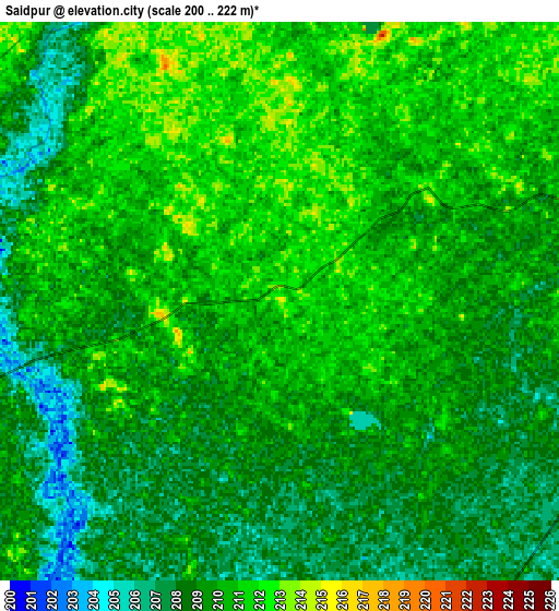 Zoom OUT 2x Saidpur, India elevation map