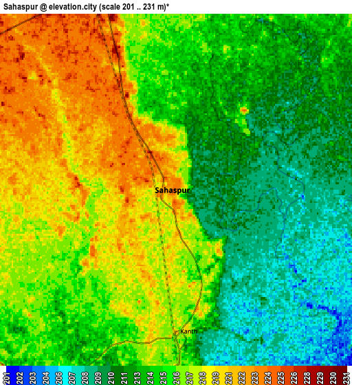 Zoom OUT 2x Sahaspur, India elevation map