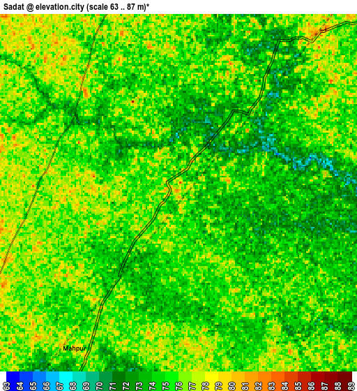 Zoom OUT 2x Sādāt, India elevation map