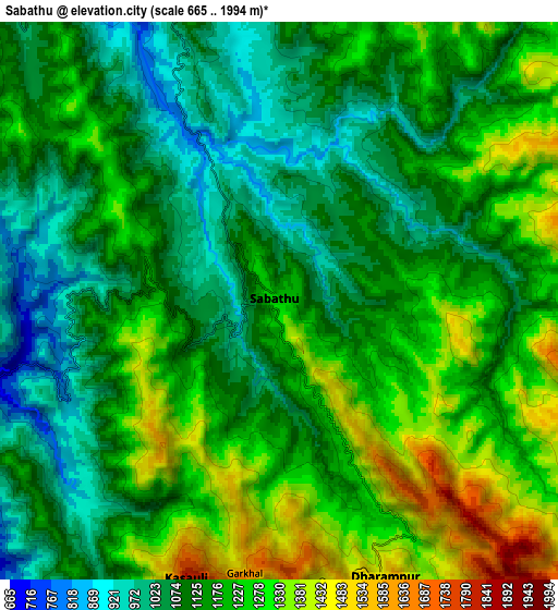 Zoom OUT 2x Sabāthu, India elevation map