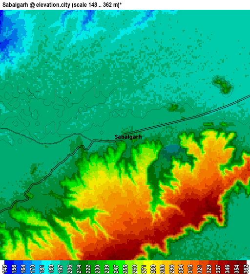 Zoom OUT 2x Sabalgarh, India elevation map