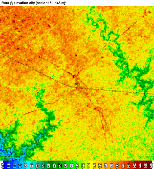 Zoom OUT 2x Rura, India elevation map