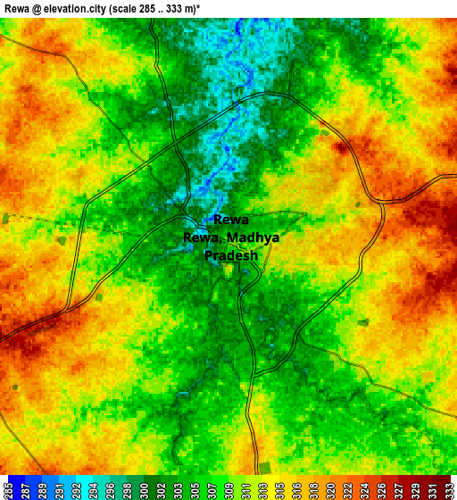 Zoom OUT 2x Rewa, India elevation map