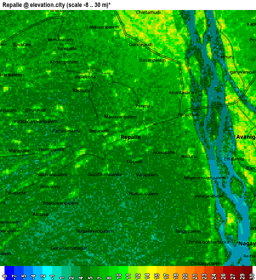 Zoom OUT 2x Repalle, India elevation map