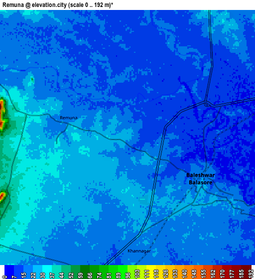 Zoom OUT 2x Remuna, India elevation map