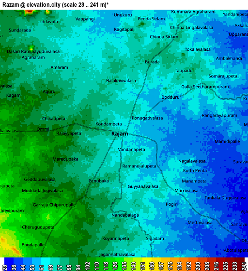 Zoom OUT 2x Rāzām, India elevation map