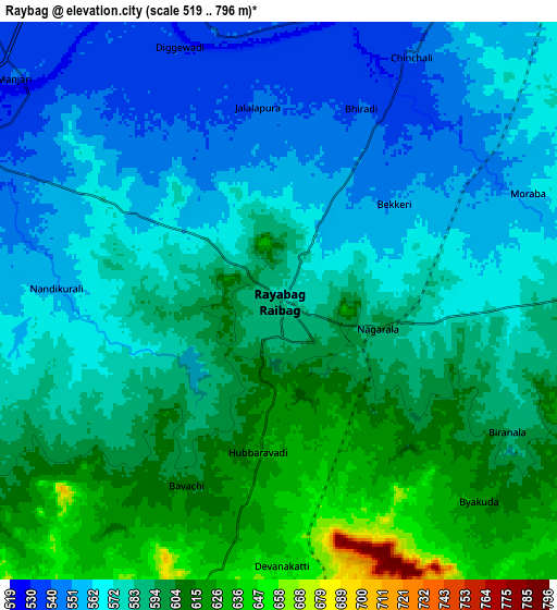 Zoom OUT 2x Rāybāg, India elevation map