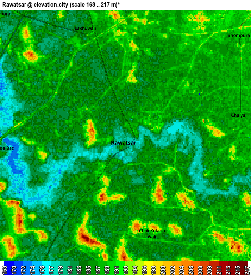 Zoom OUT 2x Rāwatsār, India elevation map