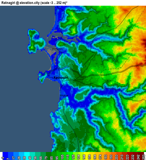 Zoom OUT 2x Ratnagiri, India elevation map