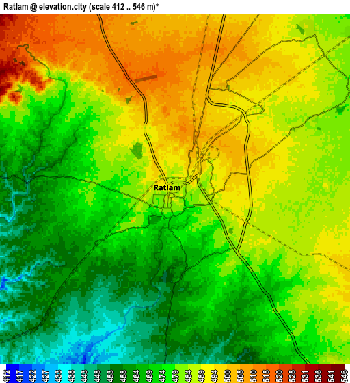 Zoom OUT 2x Ratlām, India elevation map