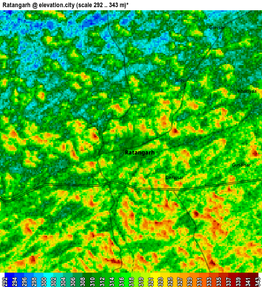 Zoom OUT 2x Ratangarh, India elevation map