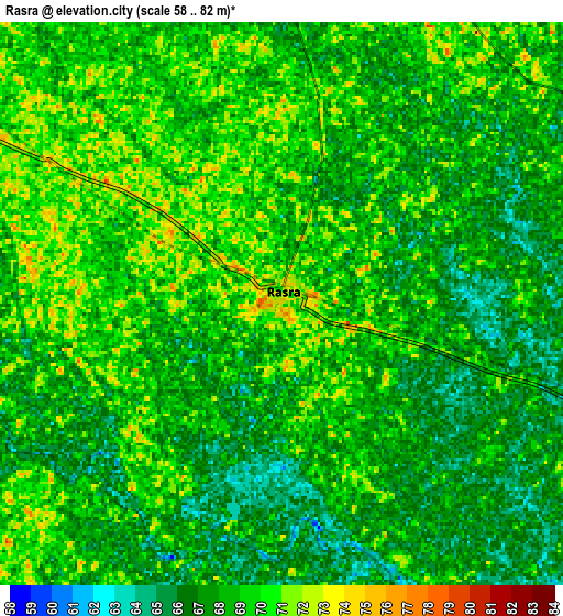 Zoom OUT 2x Rasrā, India elevation map