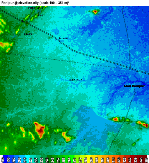 Zoom OUT 2x Rānīpur, India elevation map