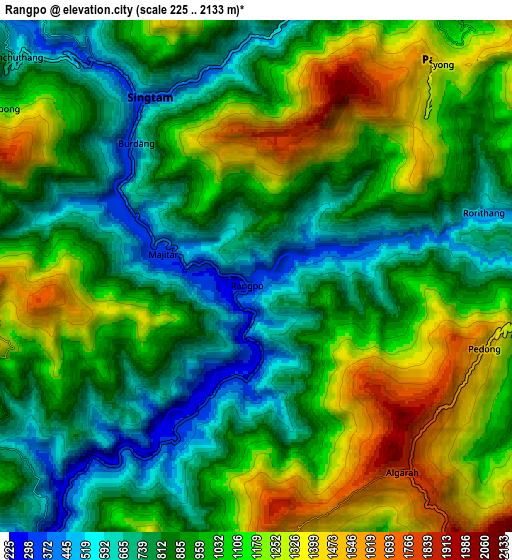 Zoom OUT 2x Rangpo, India elevation map