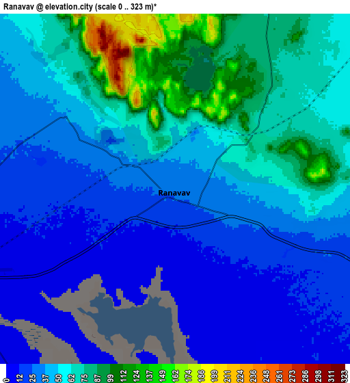 Zoom OUT 2x Rānāvāv, India elevation map