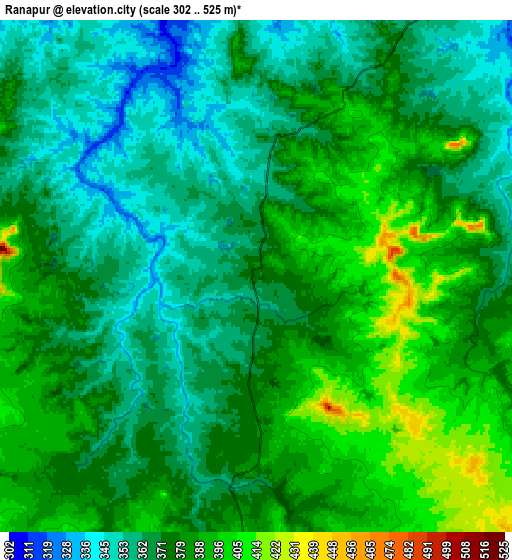 Zoom OUT 2x Rānāpur, India elevation map