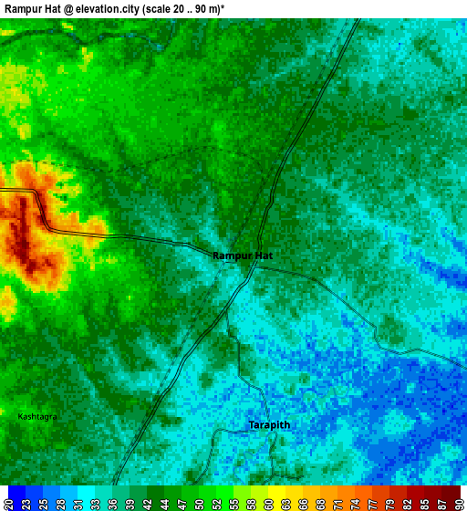 Zoom OUT 2x Rampur Hat, India elevation map