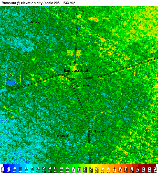 Zoom OUT 2x Rāmpura, India elevation map