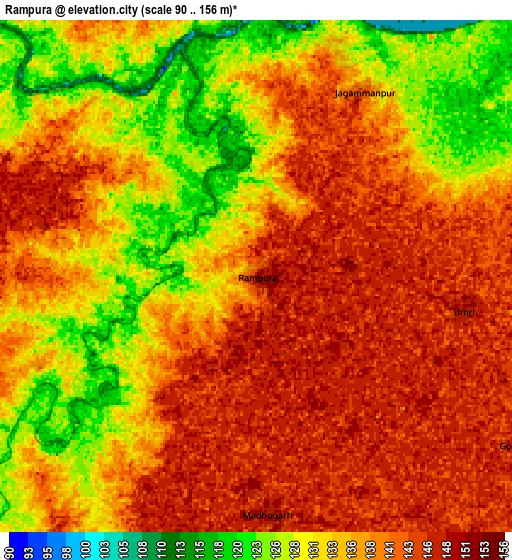 Zoom OUT 2x Rāmpura, India elevation map