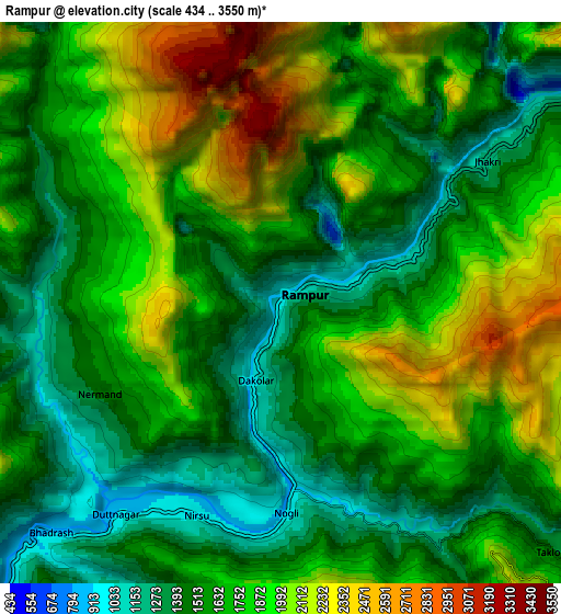 Zoom OUT 2x Rāmpur, India elevation map