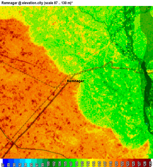 Zoom OUT 2x Rāmnagar, India elevation map