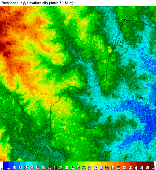 Zoom OUT 2x Rāmjībanpur, India elevation map