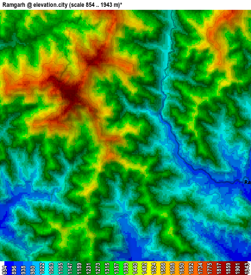 Zoom OUT 2x Rāmgarh, India elevation map